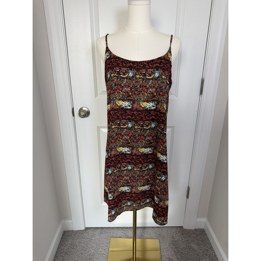 Sam‎ Edelman Spaghetti Strap Mini Dress Boho Graffiti Size Large
